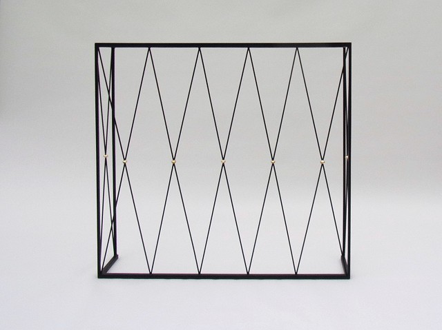 Console table, made in iron. Glass inlay.
