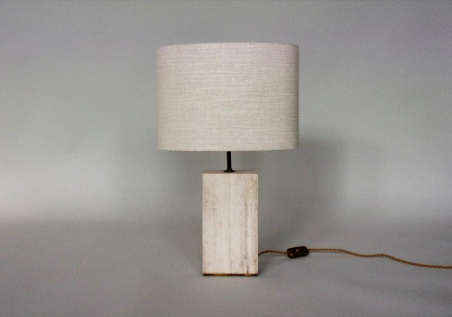 Table lamp. Marble with brass. Silk shade
